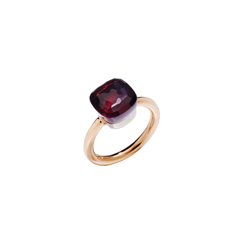 Pomellato ANELLO NUDO - ANELLO NUDO CLASSIC IN ORO ROSA CON CASTONE IN ORO BIANCO E GRANATO SFACCETTATO - A.A110/OG1/O6 - PAA1100O6000000OG (1)