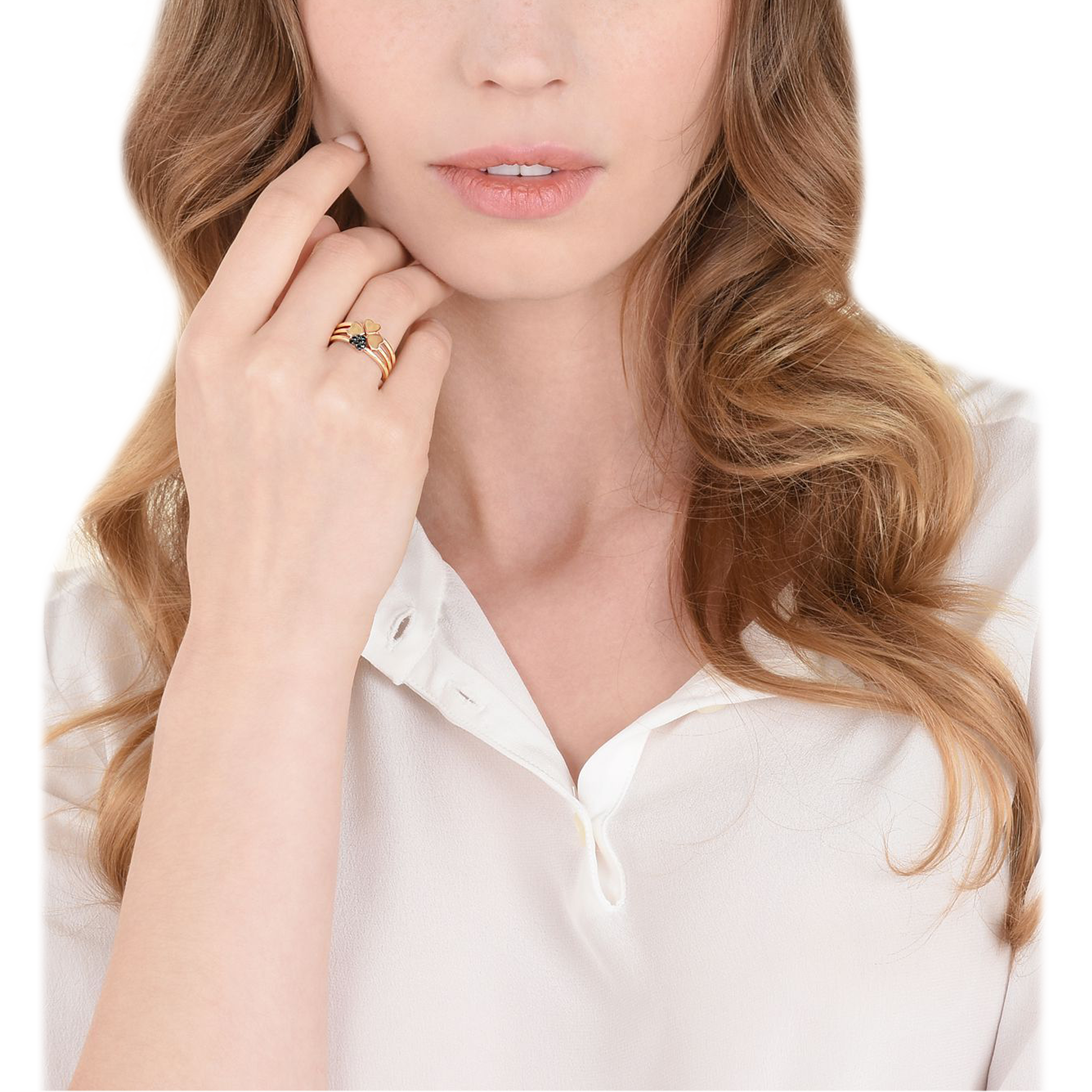 Dodo | DODO GOOD LUCK - ANELLO LUCKY IN LOVE IN ORO ROSA E DIAMANTI BLACK - AD12C/9/BB - DAB6001FOURLDBK9R (2)