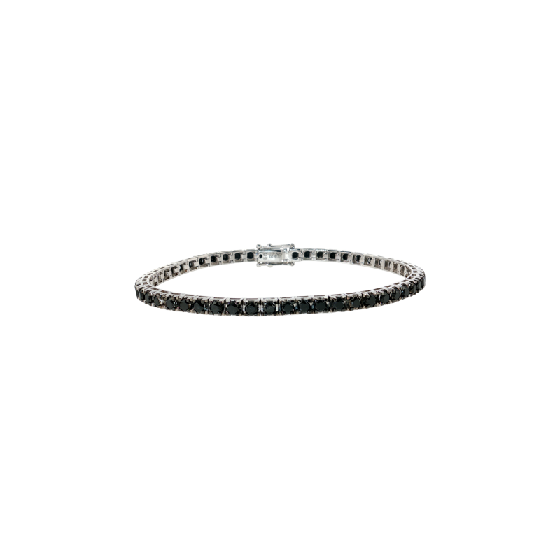Bartorelli Italian Jewels | BRACCIALE TENNIS IN ORO BIANCO E DIAMANTI NERI - 329-L1052-I (1)