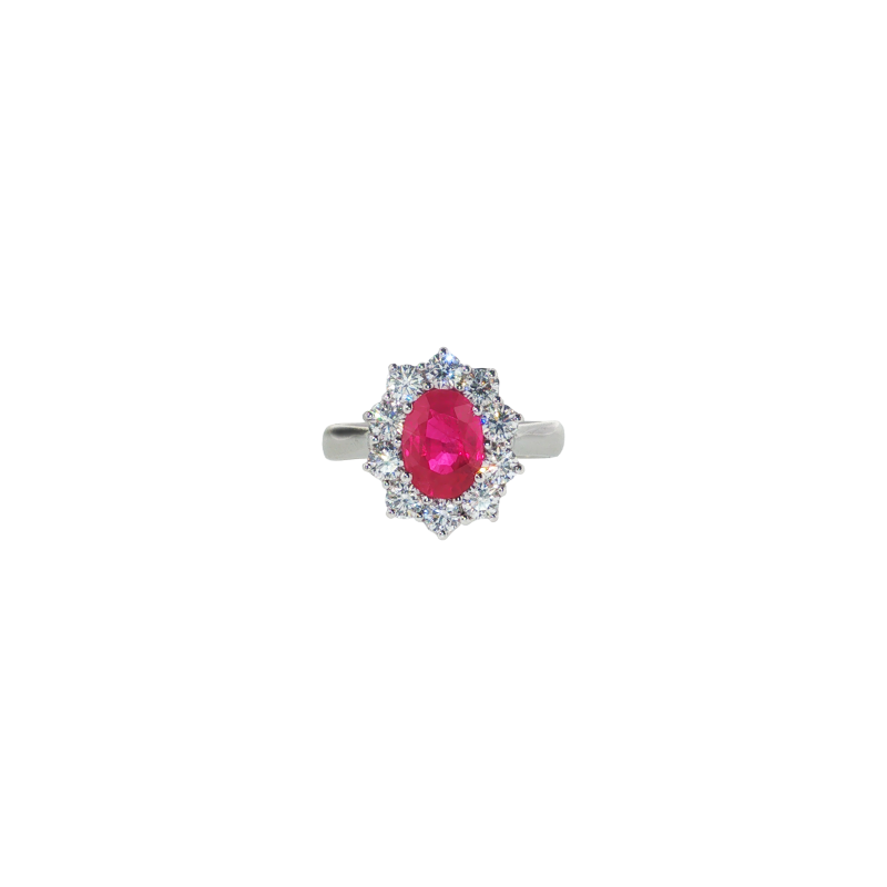Bartorelli Italian Jewels | ANELLO ROSETTA IN ORO BIANCO CON RUBINO CENTRALE E CONTORNO DIAMANTI - 024-2063 (3)