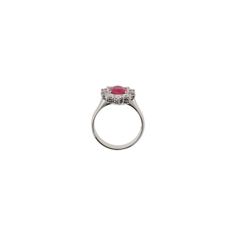 Bartorelli Italian Jewels | ANELLO ROSETTA IN ORO BIANCO CON RUBINO CENTRALE E CONTORNO DIAMANTI - 024-2063 (2)