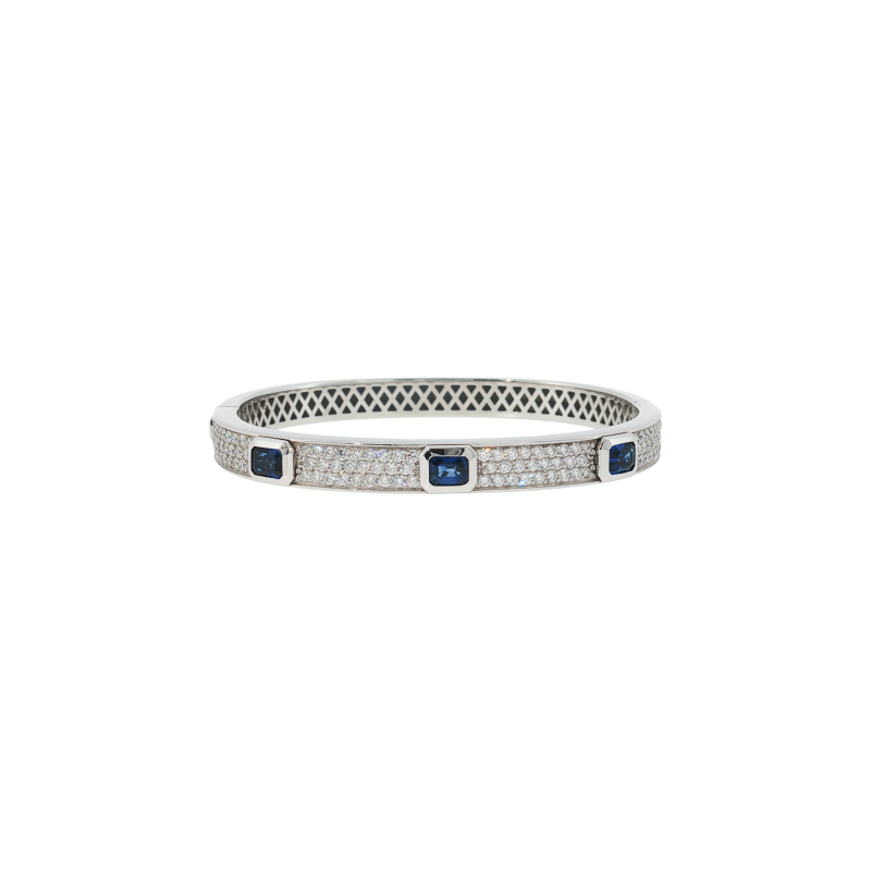 Bartorelli Italian Jewels | BRACCIALE RIGIDO IN ORO BIANCO CON ZAFFIRI BLU E DIAMANTI BIANCHI - 1PU1482116/4 (1)