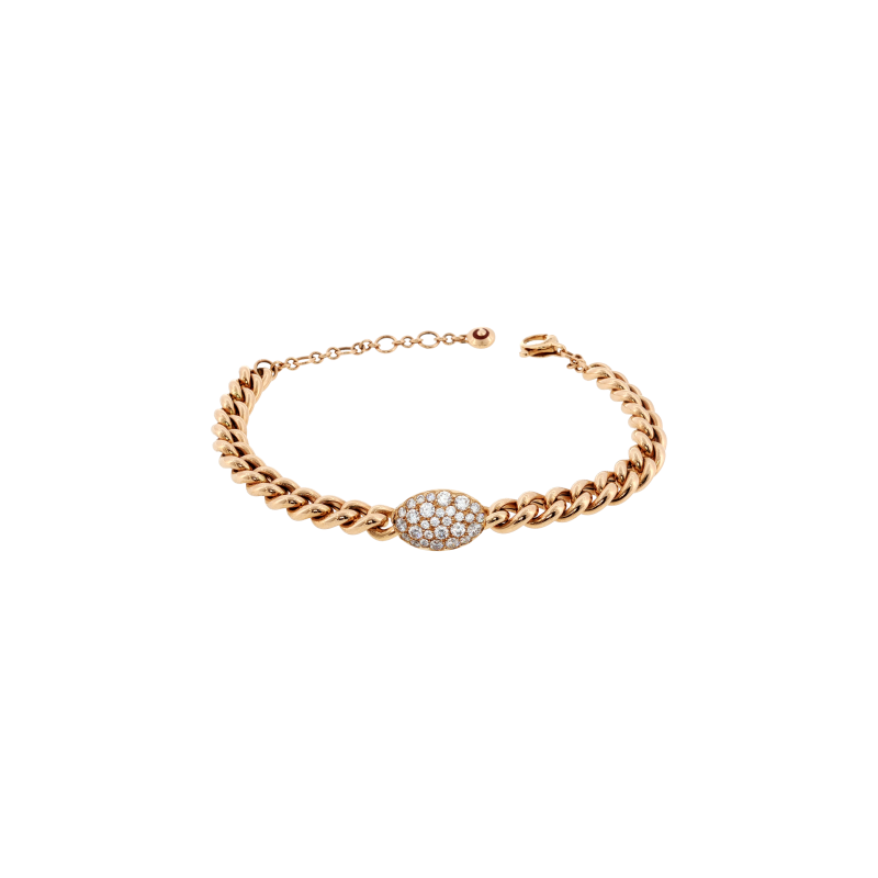 Bartorelli Italian Jewels | BRACCIALE GROUMETTE IN ORO ROSA CON PAV&Eacute; DI DIAMANTI - 000-4637NS (1)