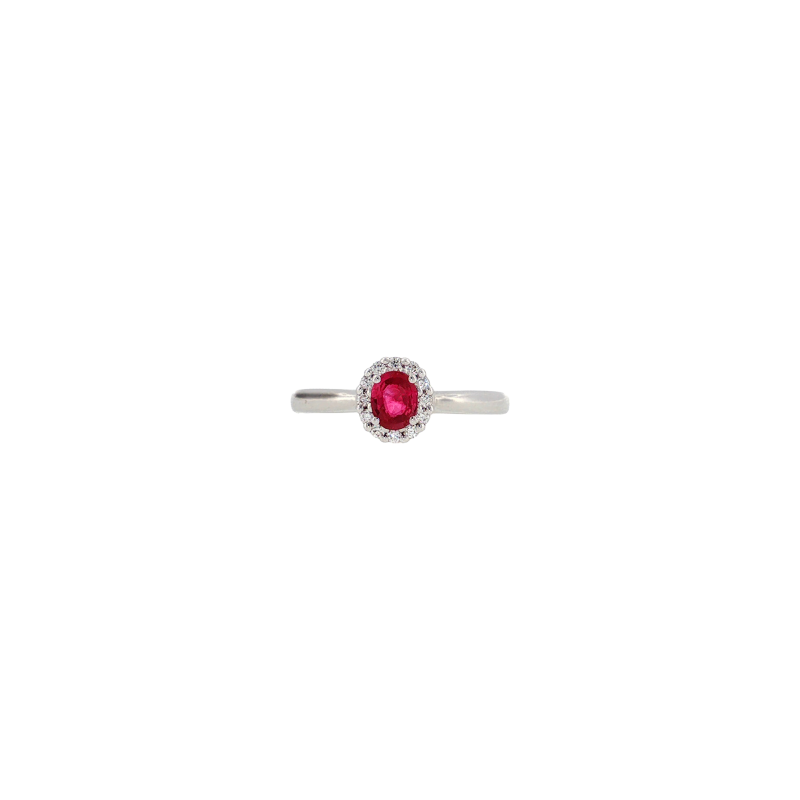 Bartorelli Italian Jewels | ANELLO ROSETTA IN ORO BIANCO CON RUBINO CENTRALE E CONTORNO DI DIAMANTI - 234-5278 (2)