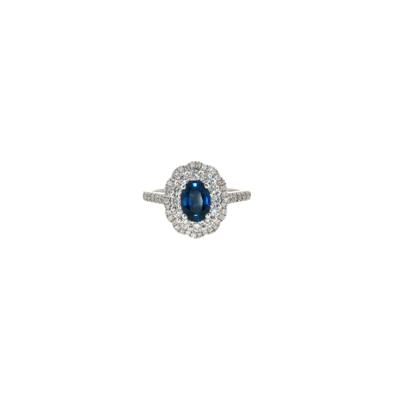 Bartorelli Italian Jewels | ANELLO ROSETTA IN ORO BIANCO CON ZAFFIRO BLU E CONTORNO DI DIAMANTI - 234-5326-B (2)