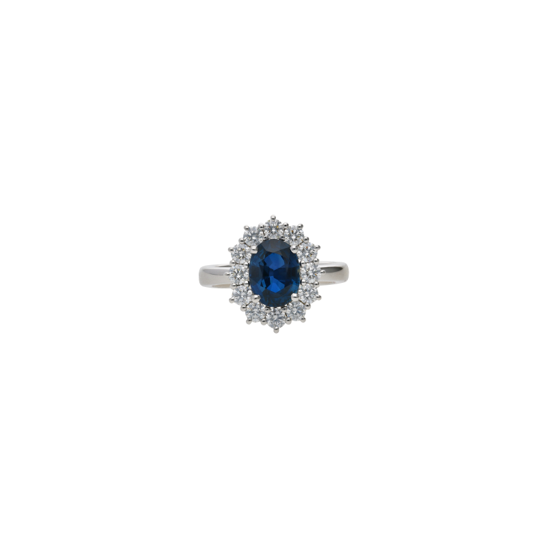 Bartorelli Italian Jewels | ANELLO IN ORO BIANCO CON ZAFFIRO BLU TAGLIO OVALE E DIAMANTI - 326-AN-1000 (2)