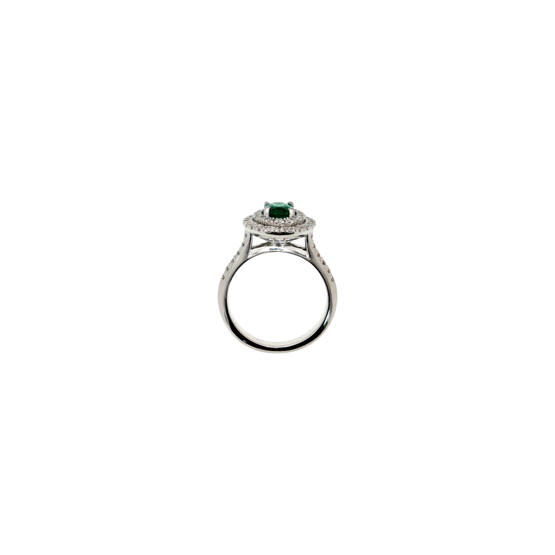 Bartorelli Italian Jewels | ANELLO ROSETTA IN ORO BIANCO CON SMERALDO CENTRALE E PAV&Eacute; DI DIAMANTI - 035-VR26517 (3)