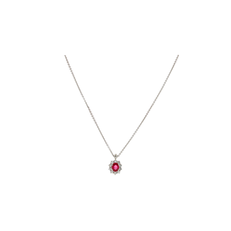 Bartorelli Italian Jewels | COLLANA IN ORO BIANCO CON PENDENTE ROSETTA RUBINO E DIAMANTI - 024-G0530-A (1)