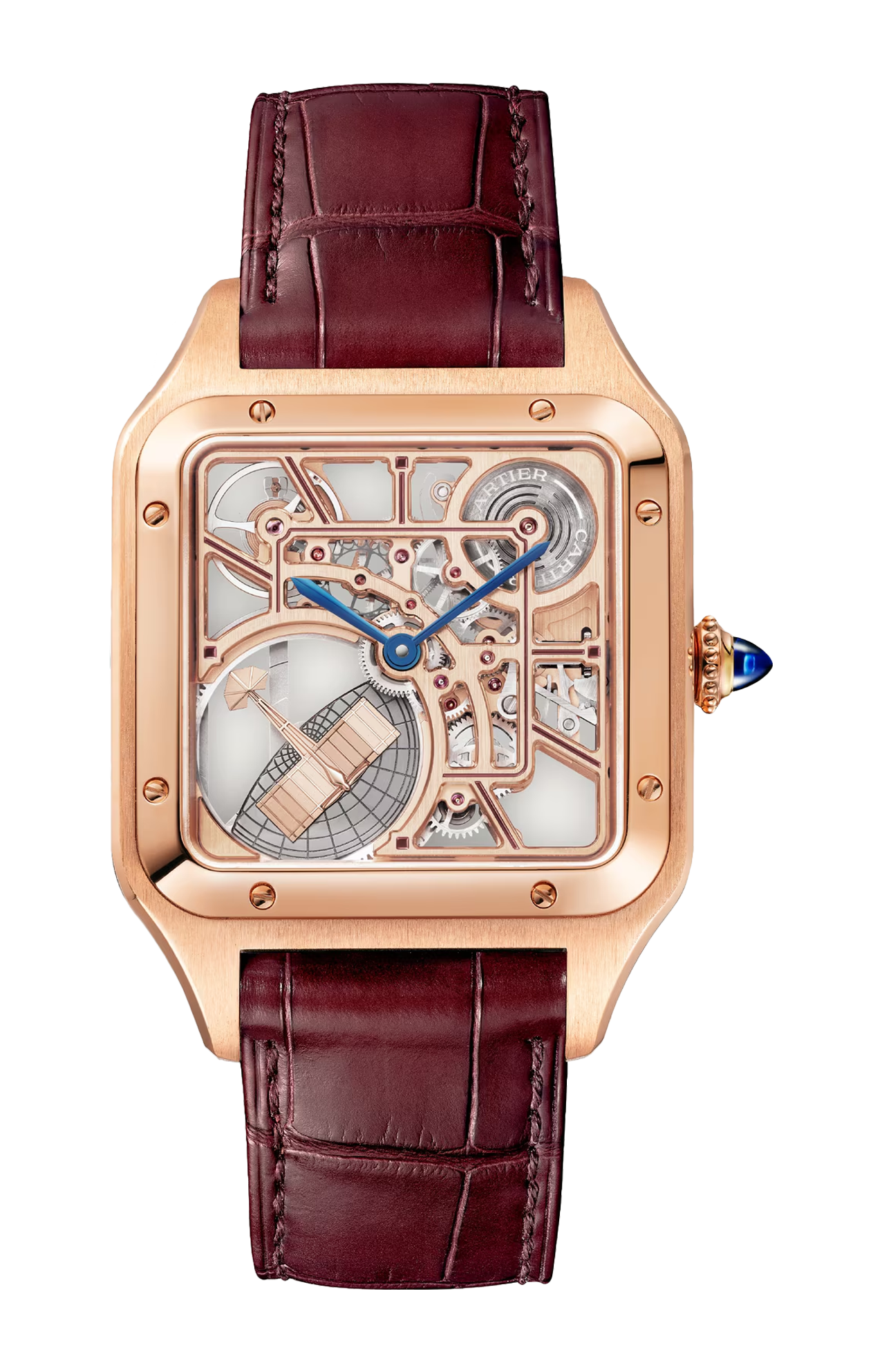 Cartier | SANTOS-DUMONT MICRO ROTORE, MODELLO GRANDE, SCHELETRATO, ORO ROSA, AUTOMATICO - WHSA0030 (1)