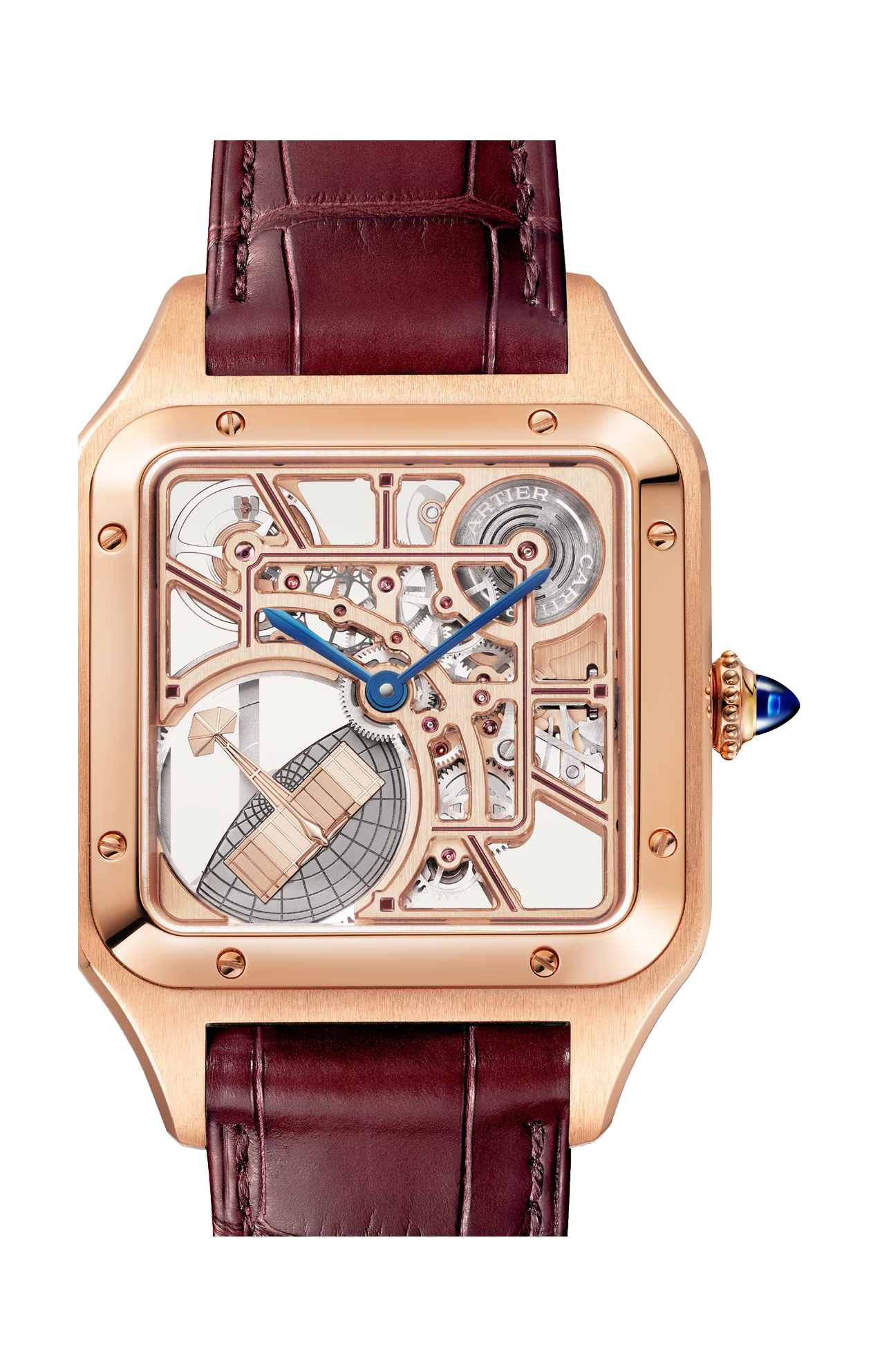 Cartier | SANTOS-DUMONT MICRO ROTORE, MODELLO GRANDE, SCHELETRATO, ORO ROSA, AUTOMATICO - WHSA0030 (5)