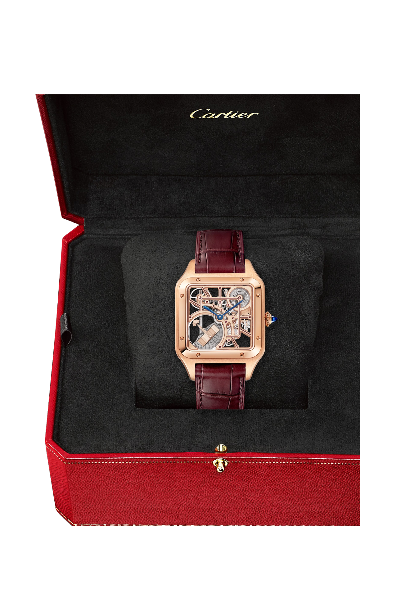 Cartier | SANTOS-DUMONT MICRO ROTORE, MODELLO GRANDE, SCHELETRATO, ORO ROSA, AUTOMATICO - WHSA0030 (8)