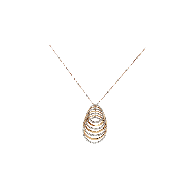 Bartorelli Italian Jewels | PENDENTE CON CATENA CERCHI CONCENTRICI IN ORO ROSA E ORO BIANCO CON PAV&Eacute; DI DIAMANTI - PE4397MO (1)