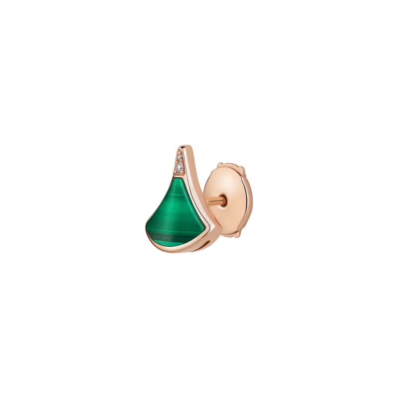 Bulgari | ORECCHINO SINGOLO DIVAS' DREAM IN ORO ROSA CON MALACHITE E DIAMANTI - OR860562 (2)