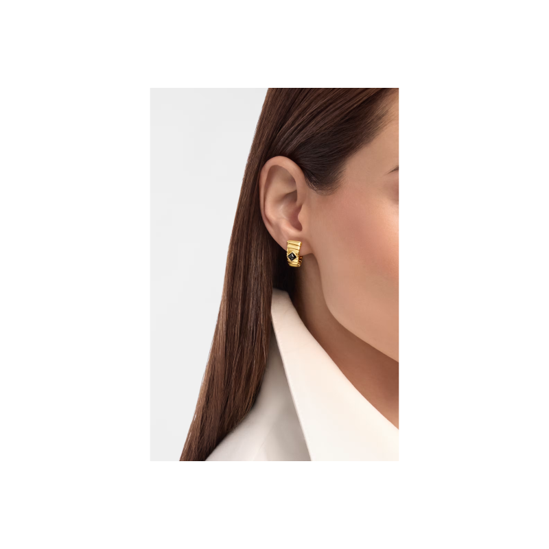 Bulgari | ORECCHINI BVLGARI TUBOGAS CLASSIC IN ORO GIALLO E ONICE - OR860412 (4)