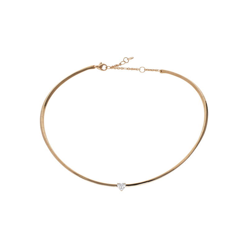 Bartorelli Italian Jewels COLLANA GIROCOLLO SEMIRIGIDO IN ORO ROSA CON DIAMANTE CUORE CERTIFICATO - 216-CR1223-H (1)