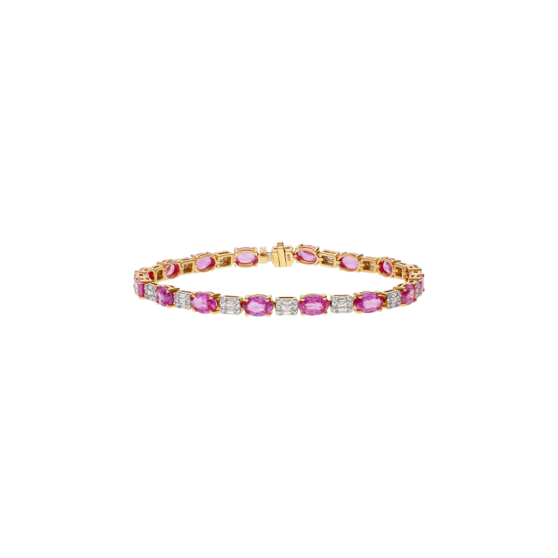 Bartorelli Italian Jewels BRACCIALE IN ORO ROSA CON ZAFFIRI ROSA ALTERNATI A DIAMANTI - 035-VB27559 (1)
