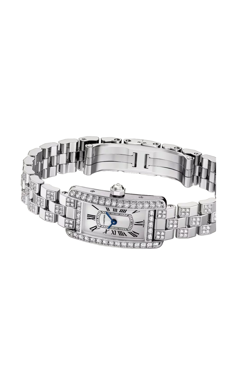 Cartier TANK AM&Eacute;RICAINE, MODELLO MINI, ORO BIANCO, DIAMANTI, QUARZO - WJTA0067 (4)