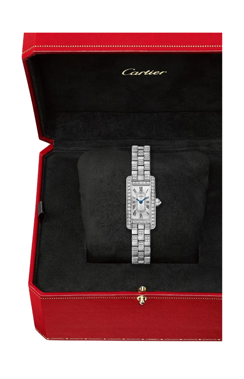 Cartier TANK AM&Eacute;RICAINE, MODELLO MINI, ORO BIANCO, DIAMANTI, QUARZO - WJTA0067 (6)