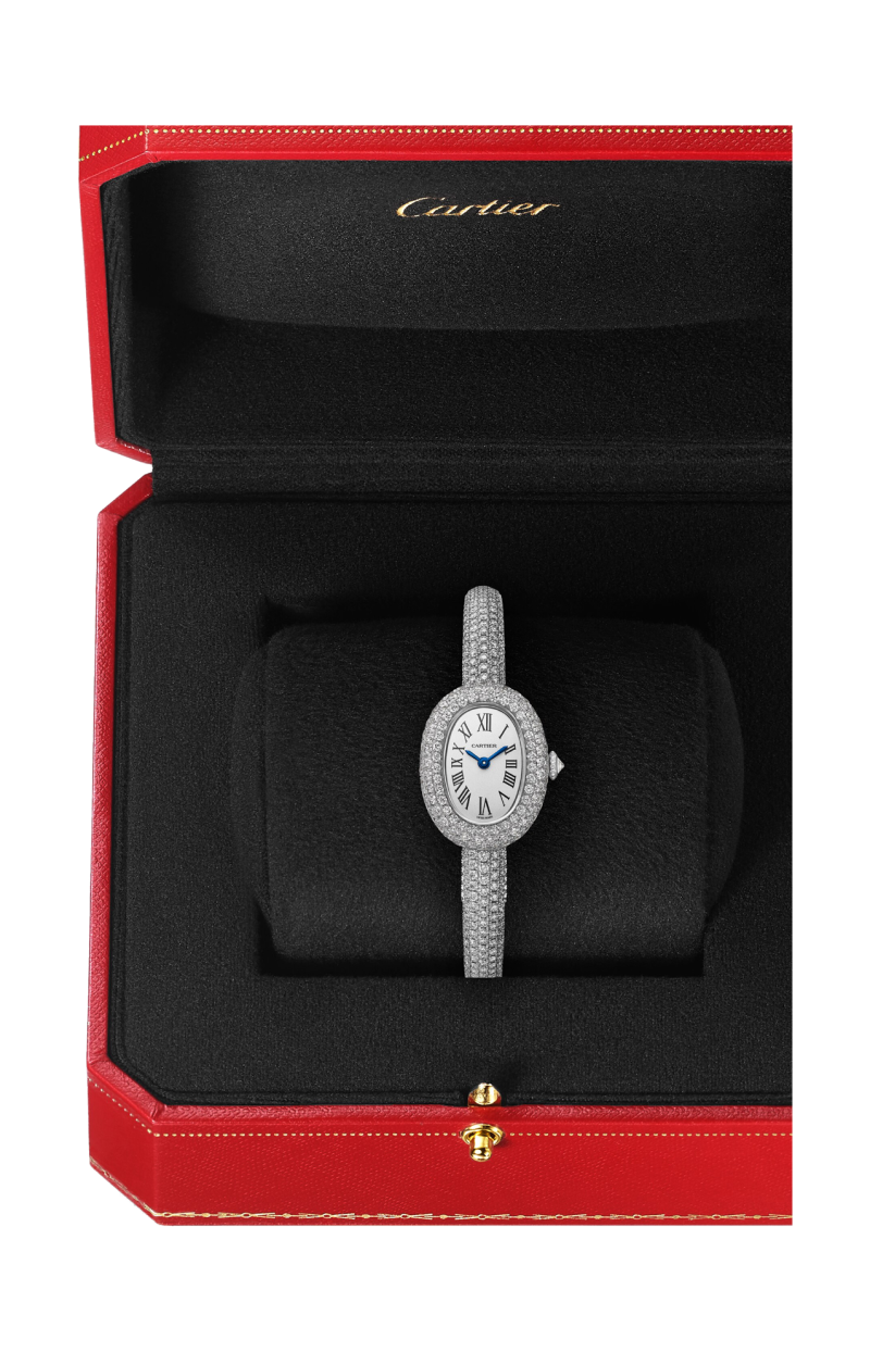 Cartier BAIGNOIRE MODELLO MINI, ORO BIANCO, DIAMANTI, QUARZO - HPI01822 (3)