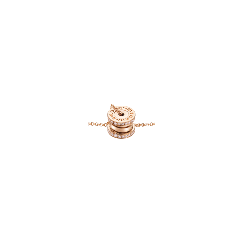 Bulgari | COLLANA B.ZERO1 MINI IN ORO ROSA E DEMI-PAV&Eacute; DI DIAMANTI - CL860820 (3)