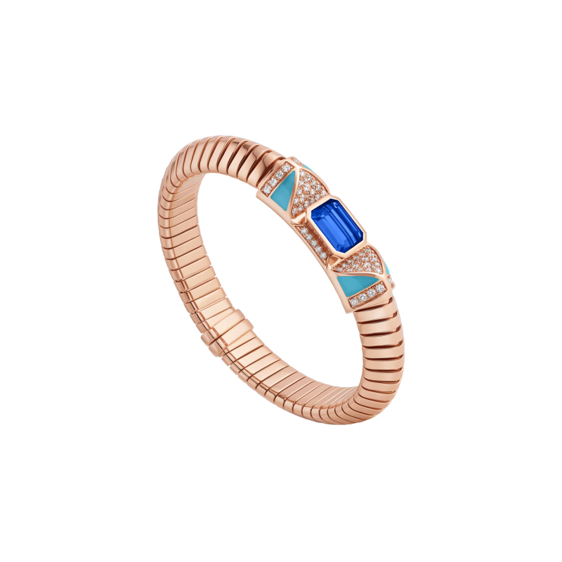 Bulgari | BRACCIALE BULGARI TUBOGAS COLOR IN ORO ROSA CON DIAMANTI E TANZANITE - BR860609 (1)