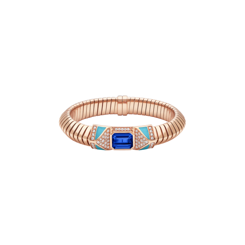 Bulgari | BRACCIALE BULGARI TUBOGAS COLOR IN ORO ROSA CON DIAMANTI E TANZANITE - BR860609 (2)