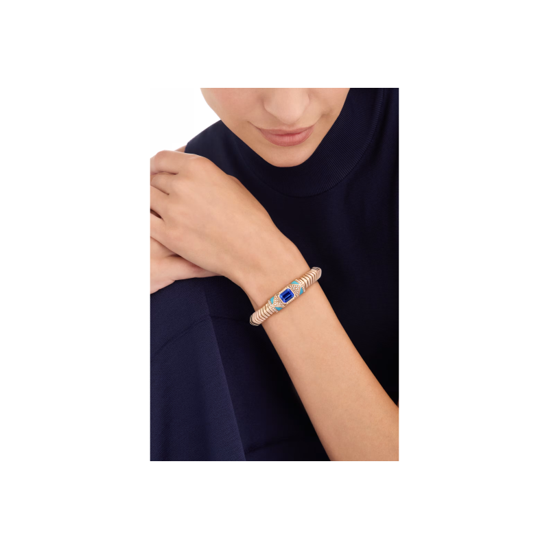 Bulgari | BRACCIALE BULGARI TUBOGAS COLOR IN ORO ROSA CON DIAMANTI E TANZANITE - BR860609 (4)