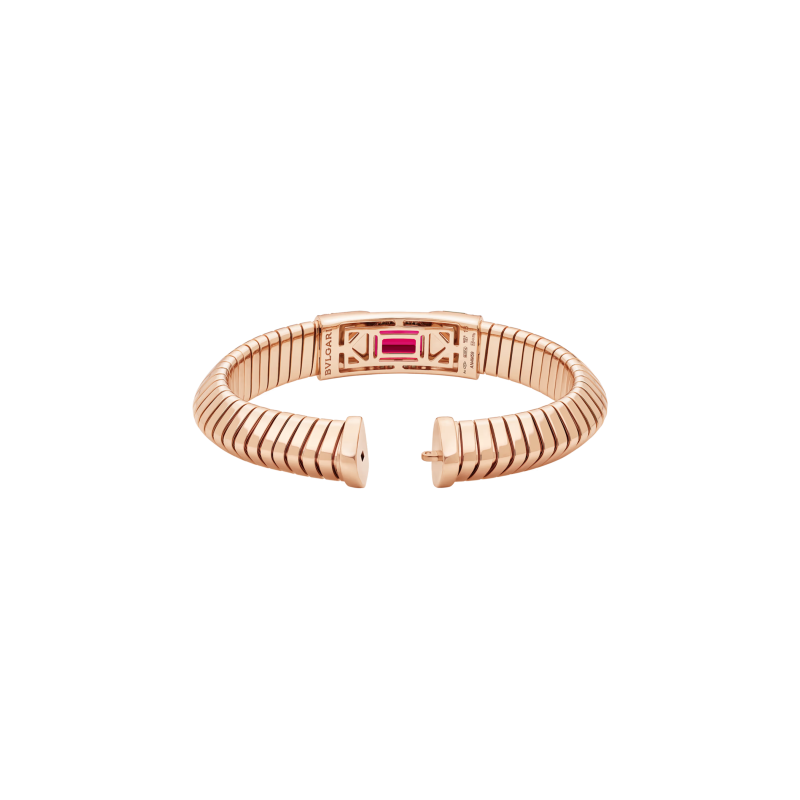 Bulgari | BRACCIALE BULGARI TUBOGAS COLOR IN ORO ROSA CON DIAMANTI E RUBELLITE - BR860811 (3)