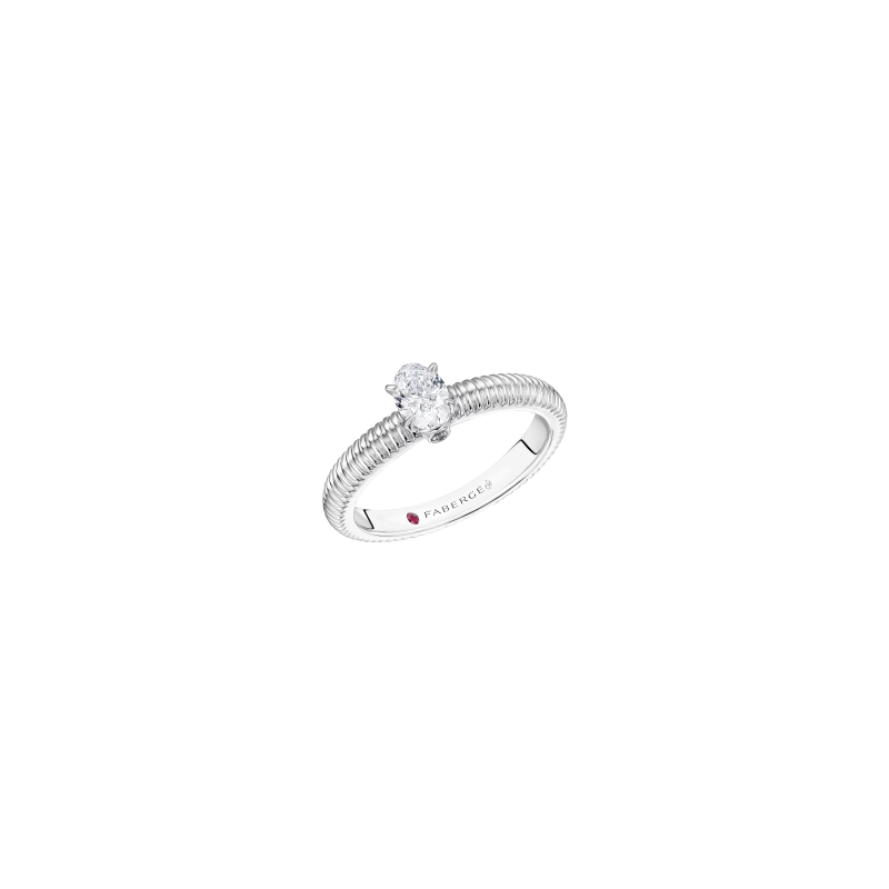 Faberg&eacute; | ANELLO SOLITARIO IN PLATINO CON DIAMANTE CERTIFICATO, DIAMANTI E RUBINO - 4434 (1)