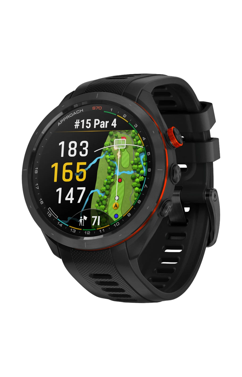Garmin | APPROACH&reg; S70 - 47 MM LUNETTA IN CERAMICA BLACK/RED CON CINTURINO IN SILICONE BLACK - 010-02746-12 (1)