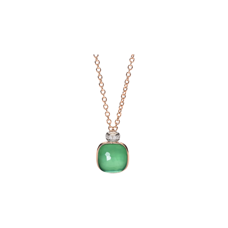 Pomellato | COLLANA NUDO CLASSIC IN ORO ROSA E ORO BIANCO PRASIOLITE AGATA E DIAMANTI - PCC2022O6WHRBPAAV (1)