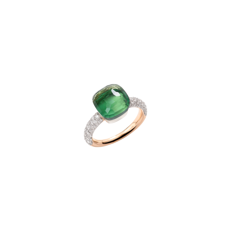 Pomellato | ANELLO NUDO CLASSIC IN ORO ROSA E ORO BIANCO,  PRASIOLITE AGATA E DIAMANTI - PAC0040O6WHRBPAAV (1)