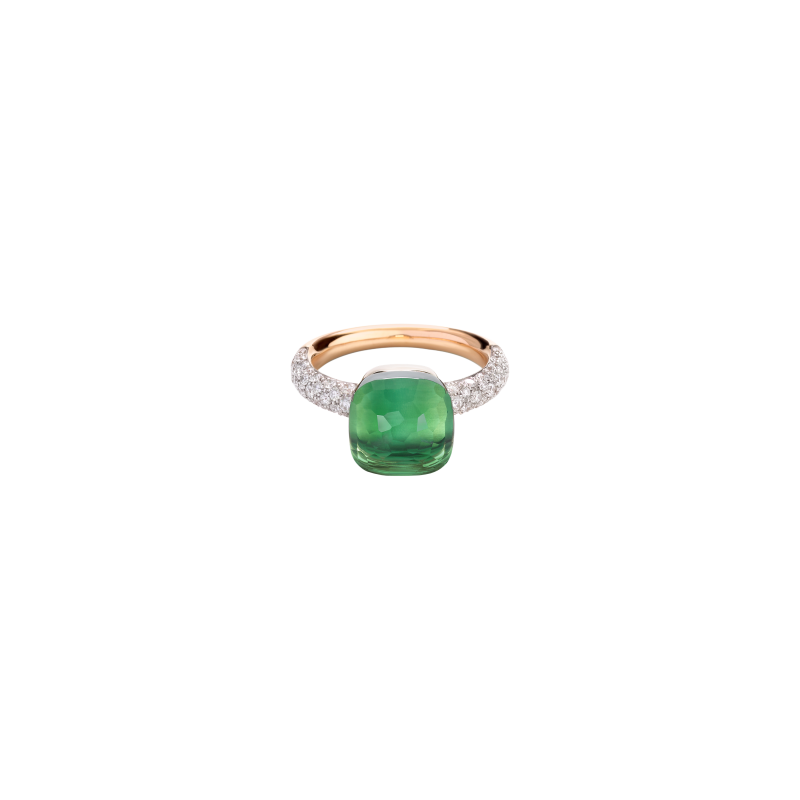 Pomellato | ANELLO NUDO CLASSIC IN ORO ROSA E ORO BIANCO,  PRASIOLITE AGATA E DIAMANTI - PAC0040O6WHRBPAAV (2)