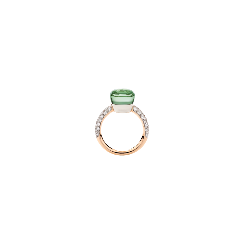 Pomellato | ANELLO NUDO CLASSIC IN ORO ROSA E ORO BIANCO,  PRASIOLITE AGATA E DIAMANTI - PAC0040O6WHRBPAAV (3)