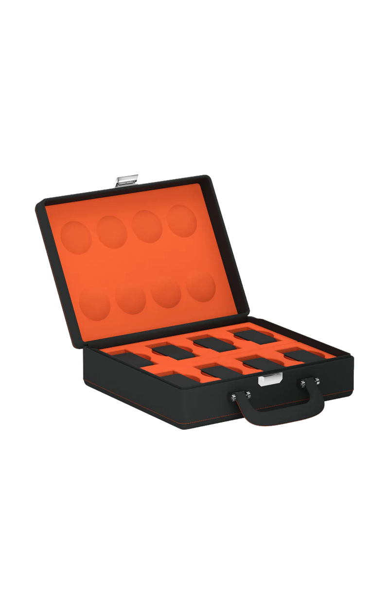 Scatola Del Tempo VALIGETTA 8 CUSTODIA PER OROLOGI IN PELLE GRIGIO ARDESIA/ARANCIONE (1)