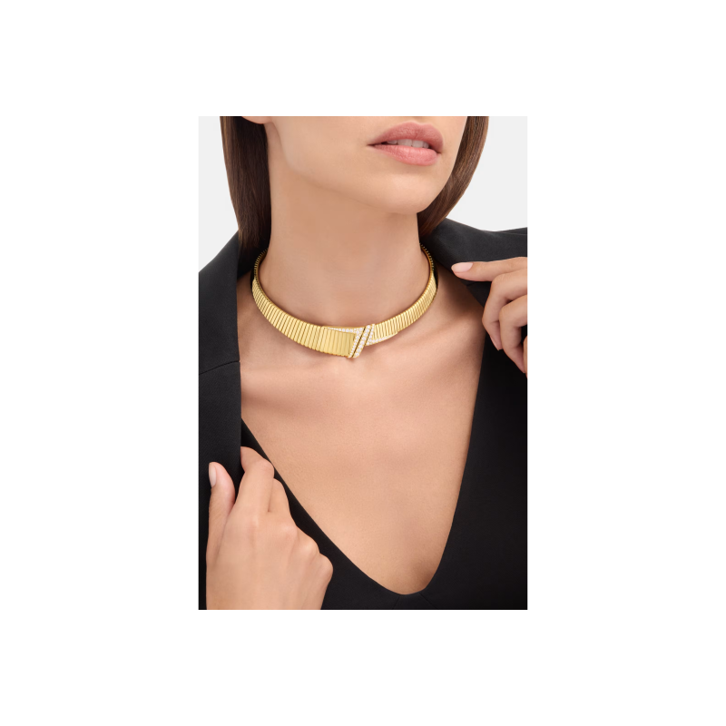 Bulgari | COLLANA BVLGARI TUBOGAS IN ORO GIALLO E DIAMANTI - CL860831 (3)