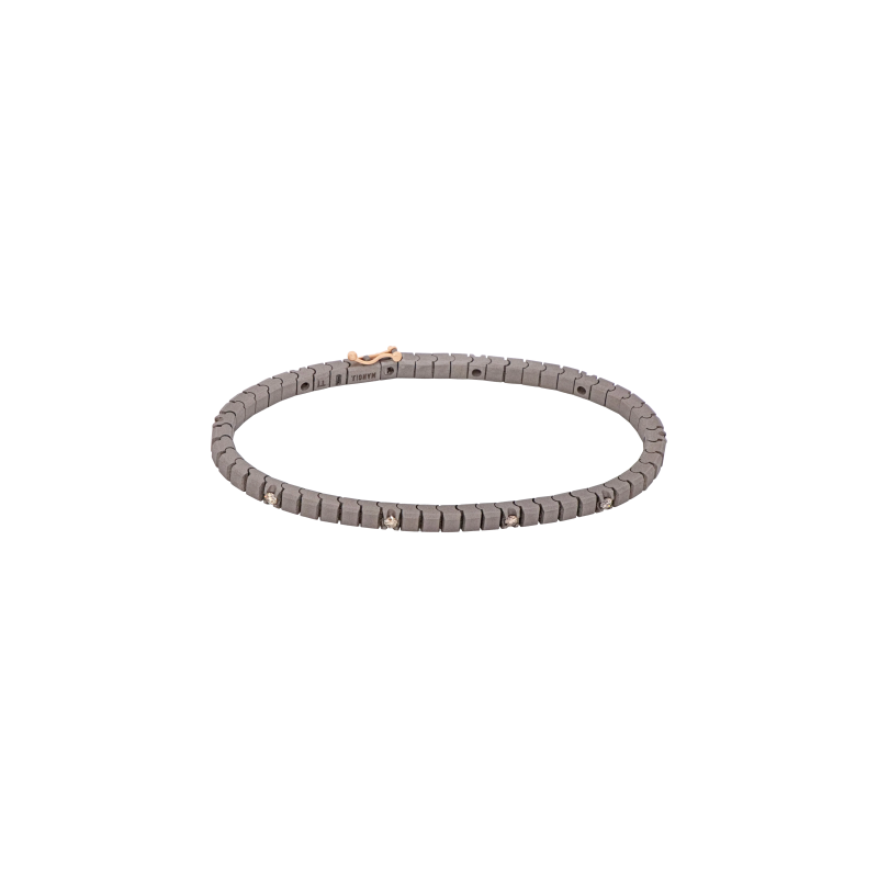 Mano | J . | BRACCIALE TENNIS CLASSICO IN TITANIO, ORO ROSSO 18 KT E 10 DIAMANTI BROWN DA 5 PUNTI - MINTENBRT11BROBR5PT (1)