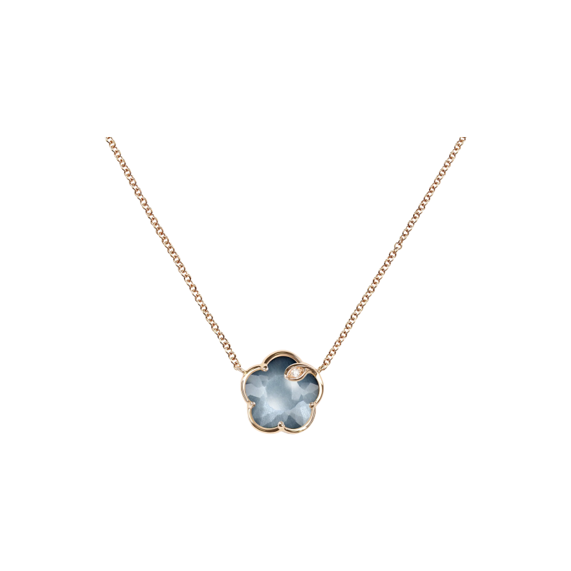 Pasquale Bruni | COLLANA PETIT JOLI IN ORO ROSA CON PIETRA LUNAR NIGHT BLUE IN ONICE E PIETRA DI LUNA BIANCA E DIAMANTE - 16789R (1)