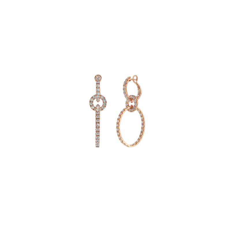 Bartorelli Italian Jewels | ORECCHINI CON CERCHI PENDENTI IN ORO ROSA FULL PAV&Eacute; DI DIAMANTI - 1PE0271367/1 (1)
