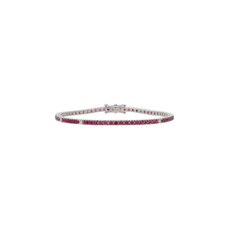 Bartorelli Italian Jewels | BRACCIALE TENNIS IN ORO BIANCO CON RUBINI E SATELLITI DIAMANTI - 329-PRE-D (1)