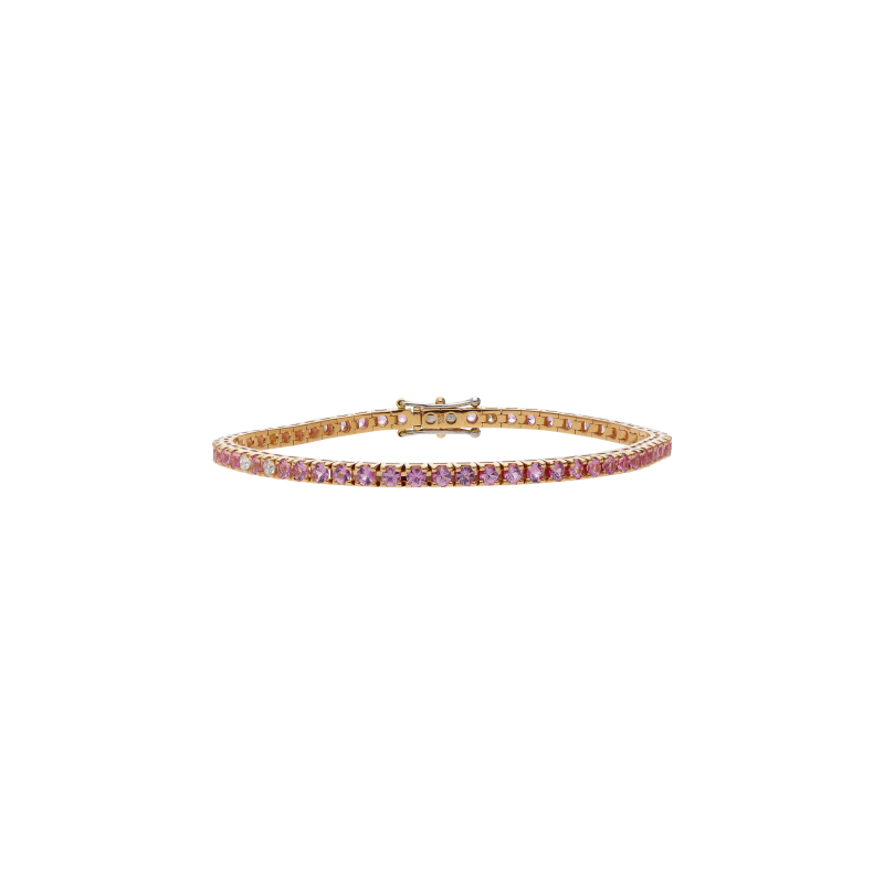 Bartorelli Italian Jewels | BRACCIALE TENNIS IN ORO ROSA CON ZAFFIRI ROSA E SATELLITI DIAMANTI - 329-PRE-F (1)
