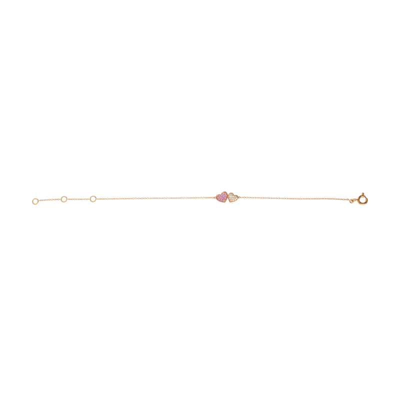 Bartorelli Italian Jewels | BRACCIALE MORBIDO IN ORO ROSA CON CUORI IN PAV&Eacute; DI DIAMANTI E ZAFFIRI ROSA - 370-XB2217 (1)