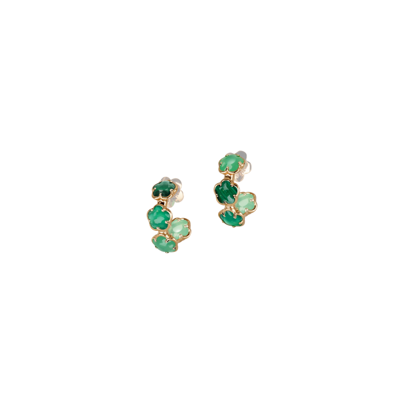 Pasquale Bruni | ORECCHINI FIGLIA DEI FIORI IN ORO ROSA CON AGATA VERDE, MALACHITE E CRISOPRASIO - 16778R (1)
