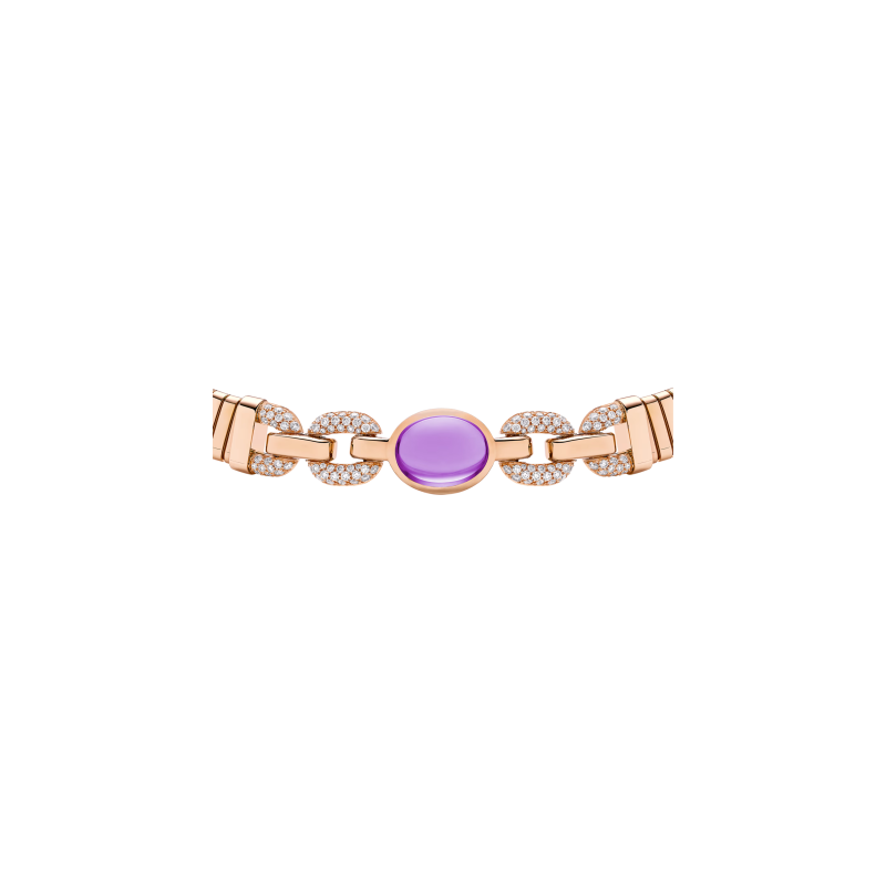 Bulgari | COLLANA BULGARI TUBOGAS CON AMETISTA CENTRALE E PAV&Eacute; DI DIAMANTI - CL860607 (3)