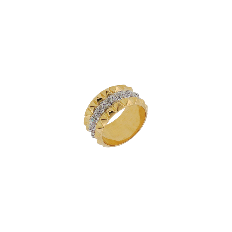 Bartorelli Italian Jewels | FEDE TRIPLA PIRAMIDI IN ORO GIALLO CON PAV&Eacute; DI DIAMANTI - FEDETRIPLADIAOG (1)