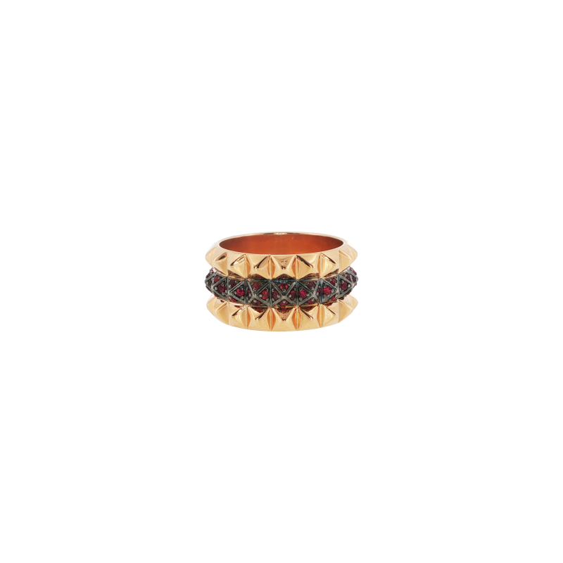 Bartorelli Italian Jewels | FEDE TRIPLA PIRAMIDI IN ORO ROSA E PAV&Eacute; DI RUBINI - FEDETRIPLARUBYOR (2)