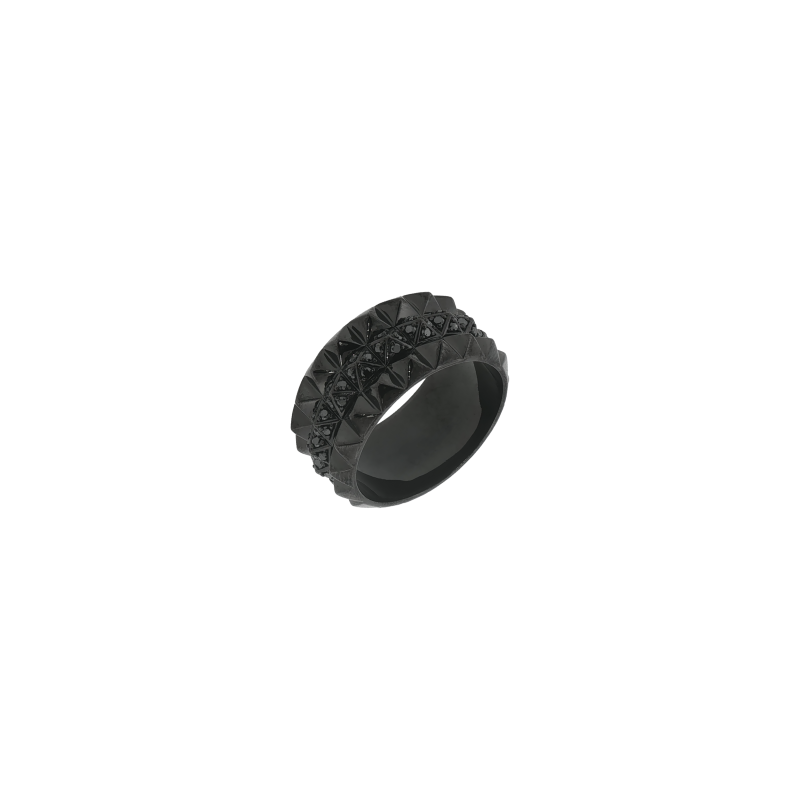 Bartorelli Italian Jewels | FEDE TRIPLA PIRAMIDI IN ORO NERO CON PAV&Eacute; DI DIAMANTI NERI - FEDETRIPLADIABLKON (1)