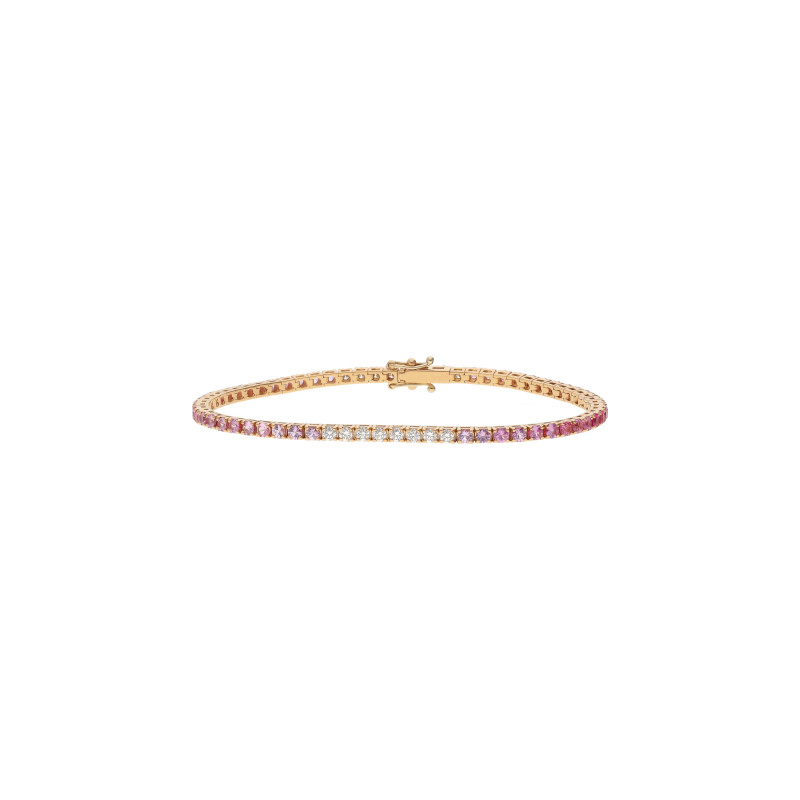 Bartorelli Italian Jewels | BRACCIALE TENNIS IN ORO ROSA CON ZAFFIRI ROSA DEGRAD&Eacute; E DIAMANTI - 404-BF-2-3-175R-CS (1)