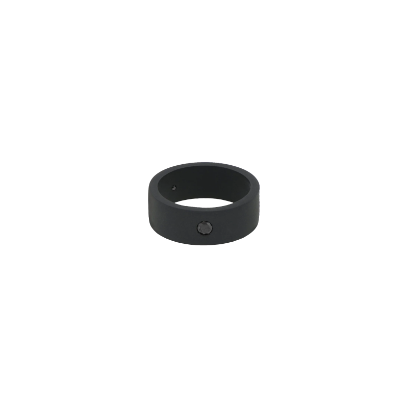 Mano | J . | ANELLO SOLITARIO UOMO A FASCIA LARGA E PIATTA IN TITANIO CON DIAMANTE BLACK DA 10 PUNTI - TNAF1001 (2)