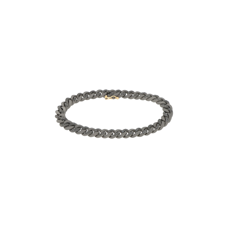 Mano | J . | BRACCIALE GROUMETTE ALTERNATO IN TITANIO CON DIAMANTI NERI E ORO 18 KT - GR6BRALTBSN (1)